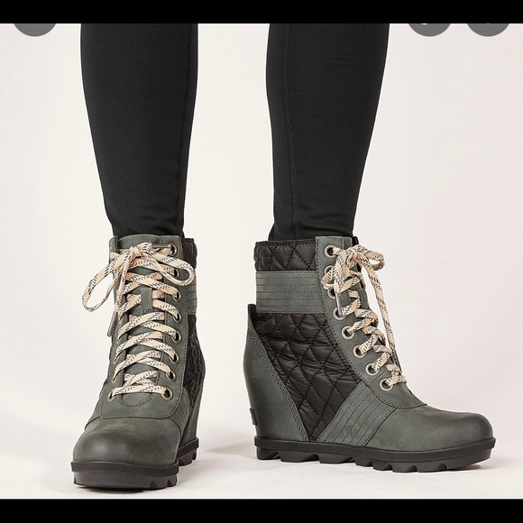 - SOREL LEXIE WEDGE WATERPROOF BOOTIES DARK SLATE size: - Picture 9 of 10